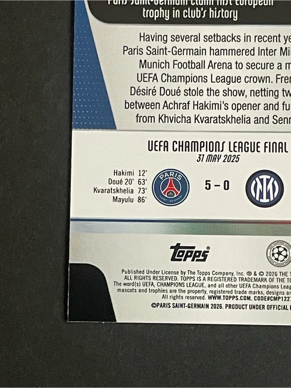 2025-26 Topps UEFA Club Competitions - Paris Saint-Germain #166 Base Card